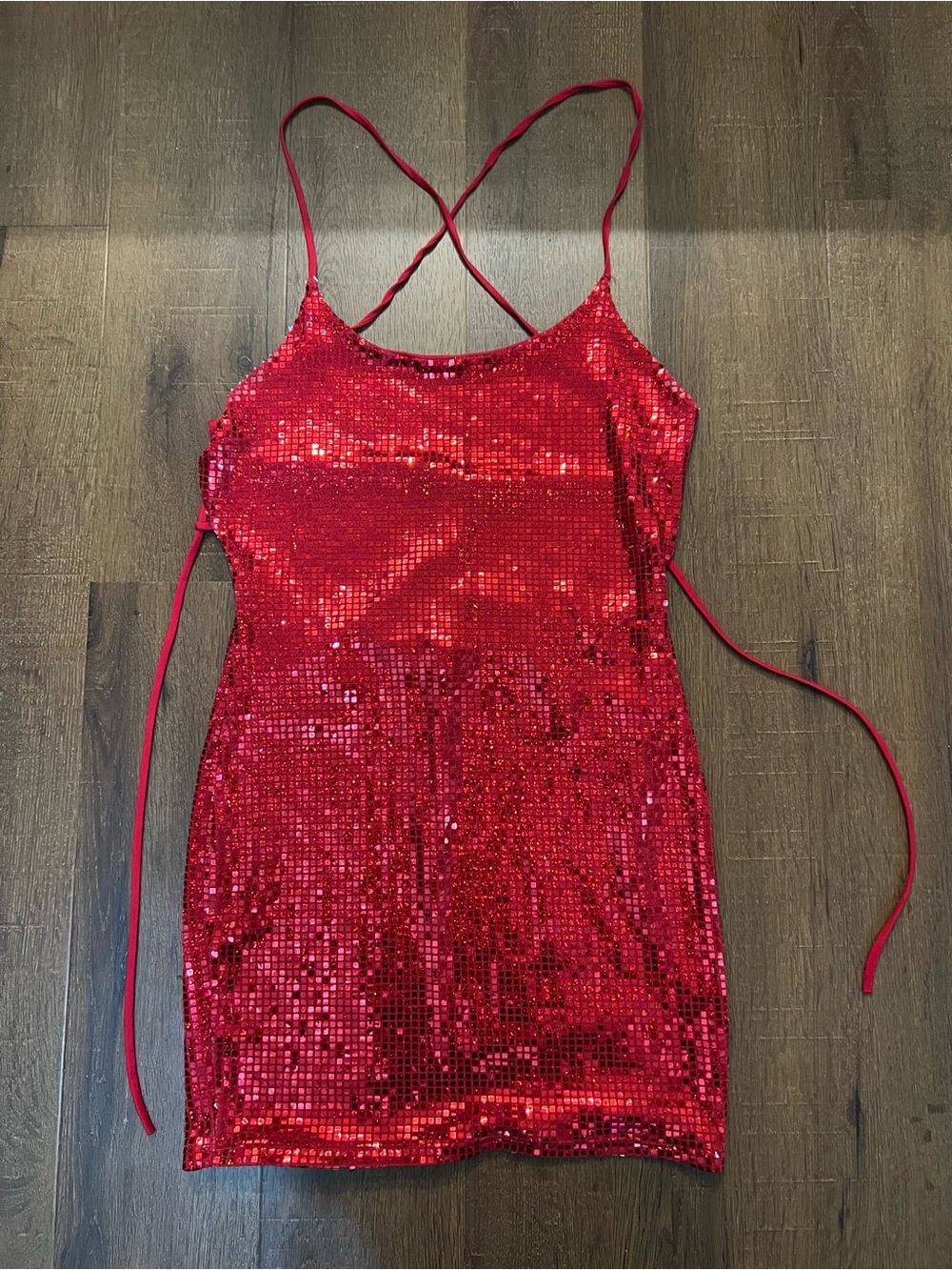 Red Sequin Mini Dress